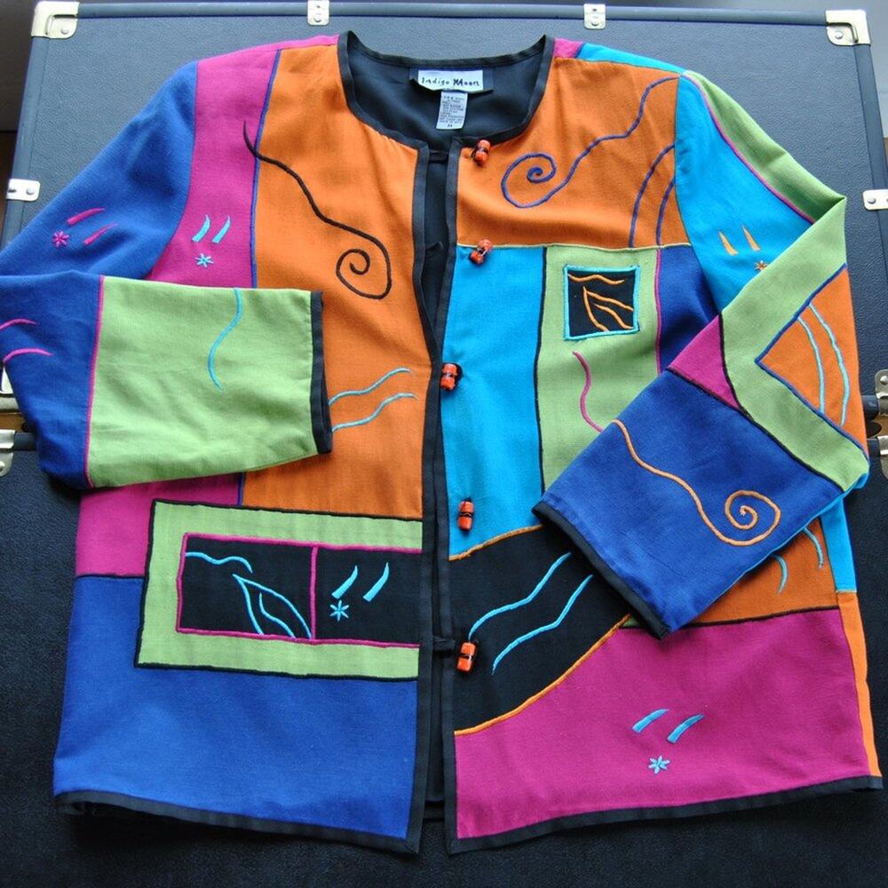 Indigo Moon Multi-Color Jacket w/ Shoulder Pad Medium